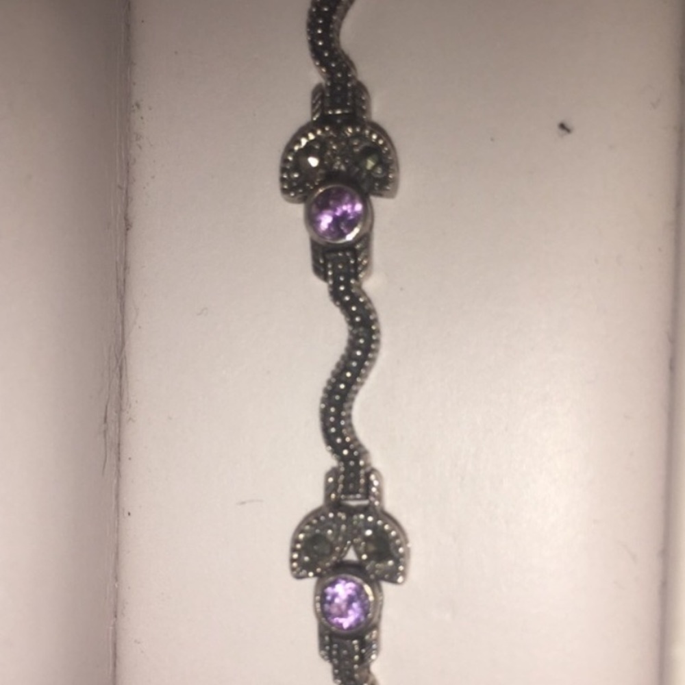 925 silver,purple amethyst and diamonds bracelet - Picture 8 of 9